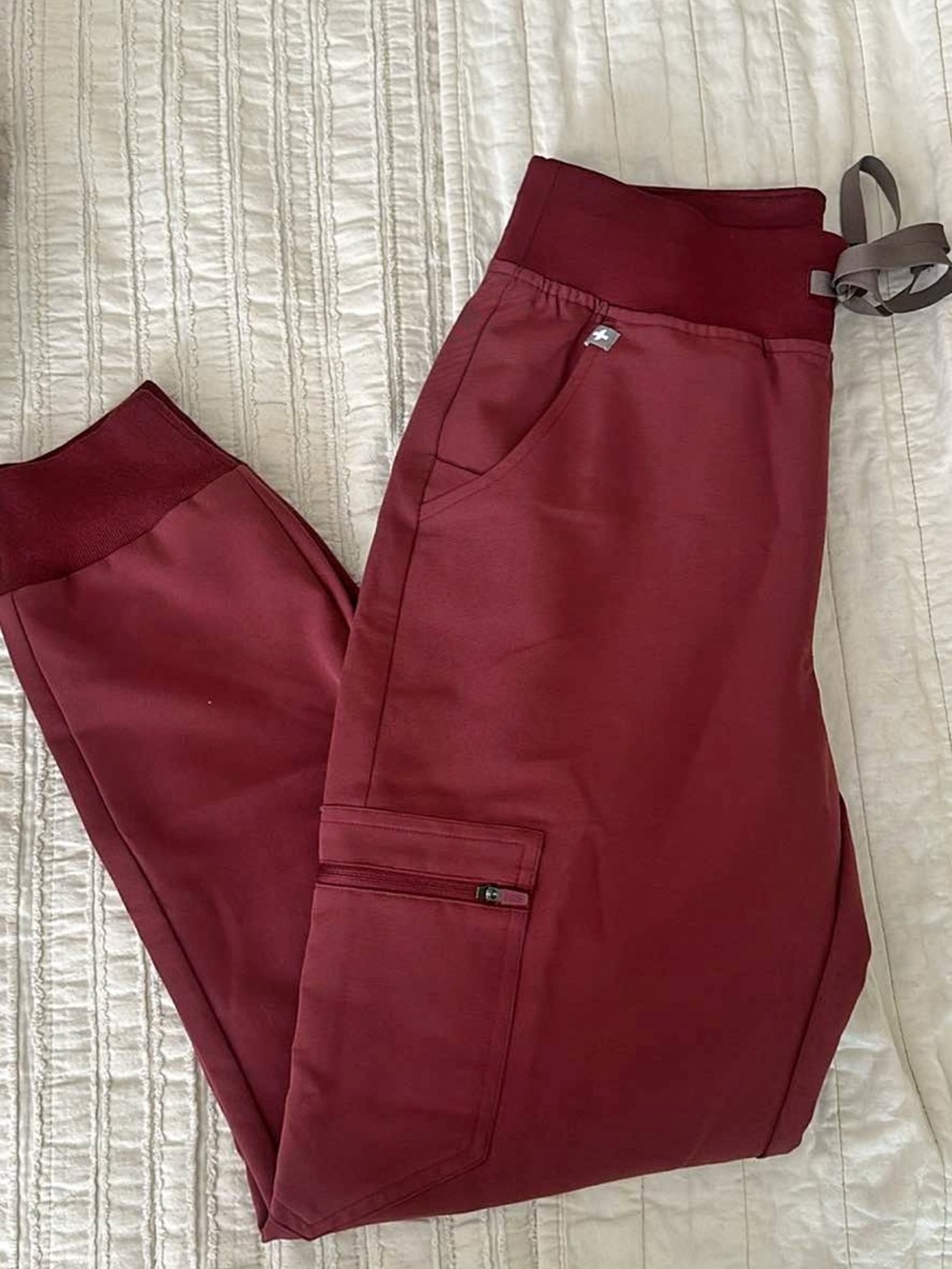 Figs Women's Cargo Jogger Pants in dark cherry